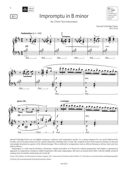 Impromptu In B Minor (Grade 8, List B1, From The ABRSM Piano Syllabus 2023 & 2024)